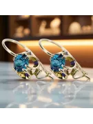 14k žlté zlato 585 Aquamarine náušnice vec035y Russian Soviet USSR Vintage Art Deco style